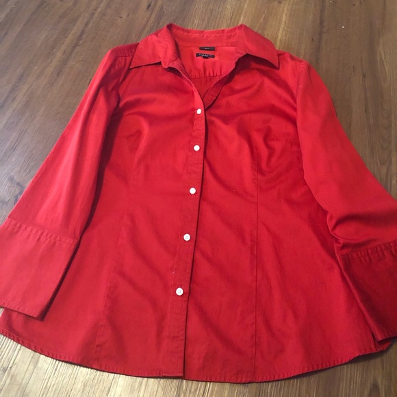 🎸Talbots Red Button Down Long Sleeve large - Picture 1 of 5